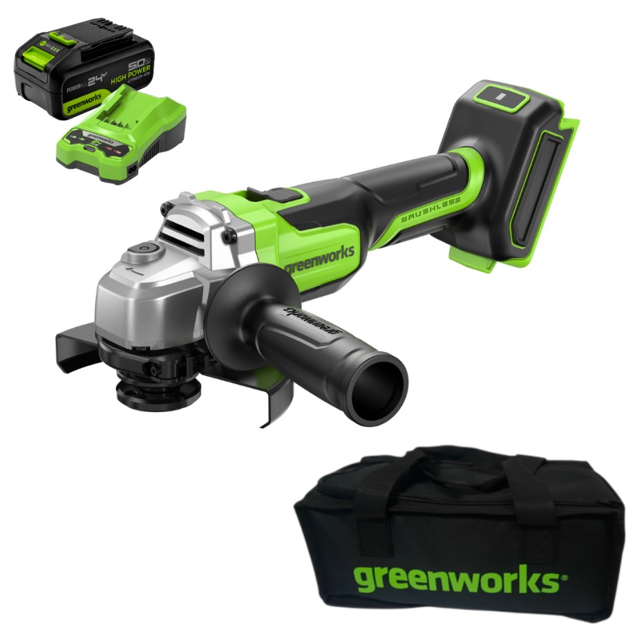 Аккумуляторная углошлифмашина Greenworks AG590K5 24В (АКБ 5Ач + ЗУ)