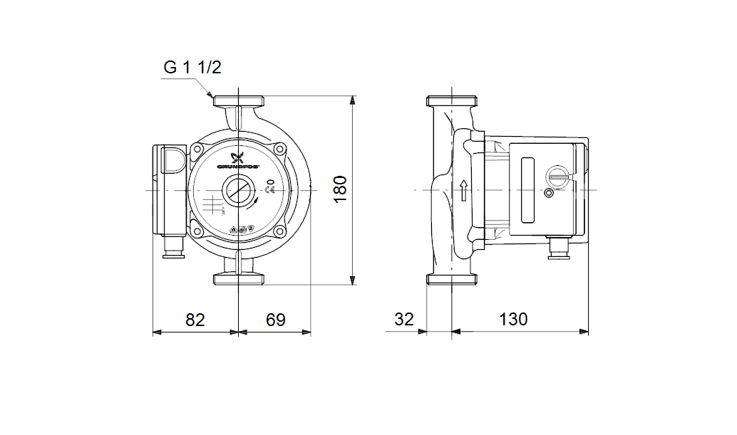 Циркуляционный насос Grundfos UPS 25-120 180 (52588336)