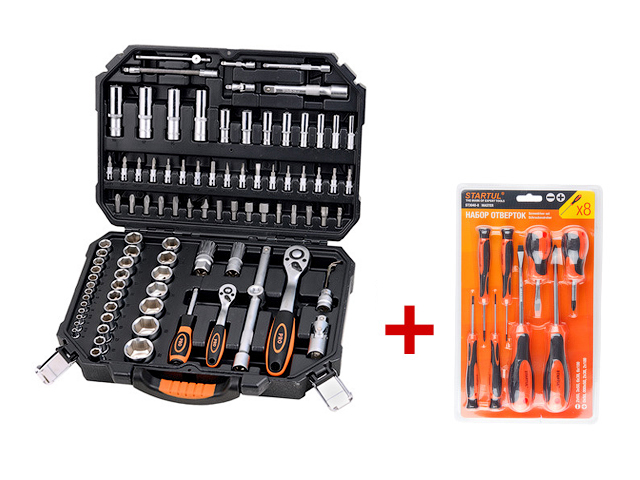 Набор головок и бит 94пр,1/4",1/2" PRO STARTUL NEW CASE (PRO-094)+набор отверток