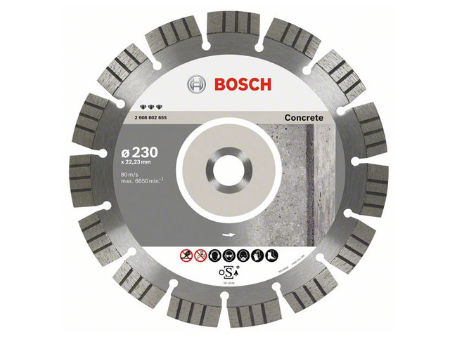 Алмазный круг 115х22.2 мм по бетону сегмент. BEST FOR CONCRETE BOSCH (сухая резка)