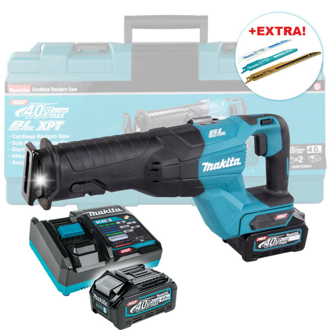 Аккум. сабельная пила MAKITA XGT JR001GM201 в чемодане (2 АКБ 4Ач + ЗУ)