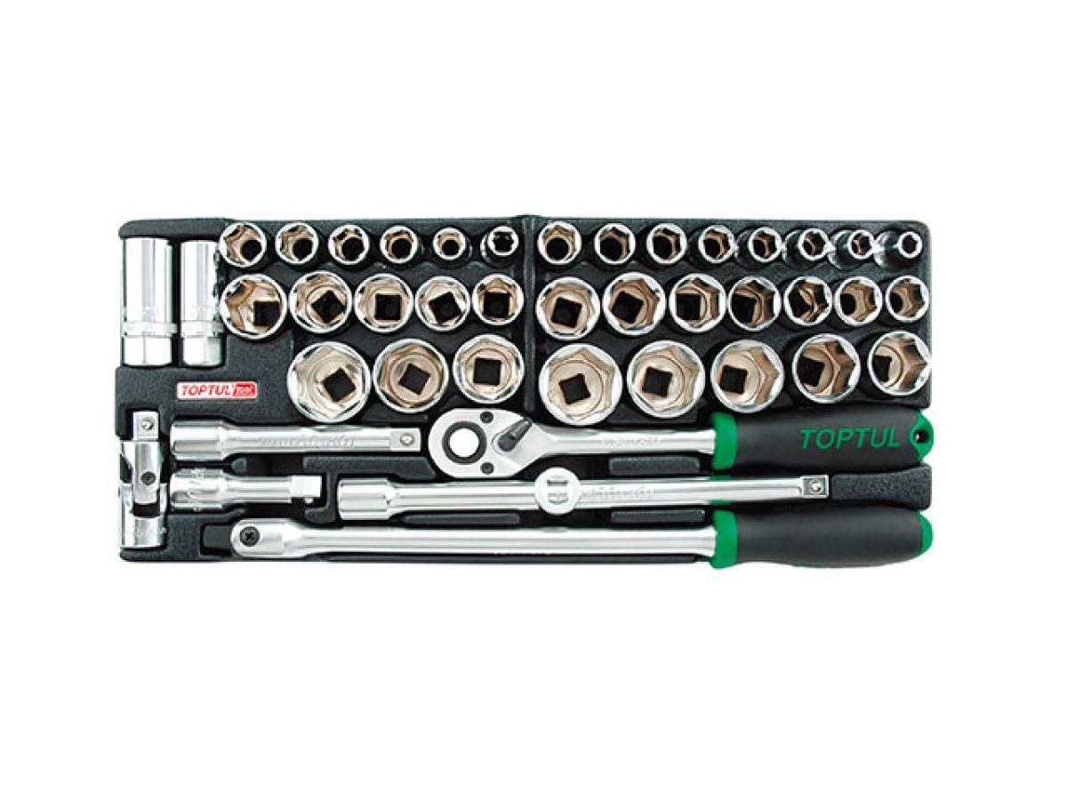 Набор головок торцевых 1/2" 43предм. 6гр. с трещоткой TOPTUL (GCAT4301)