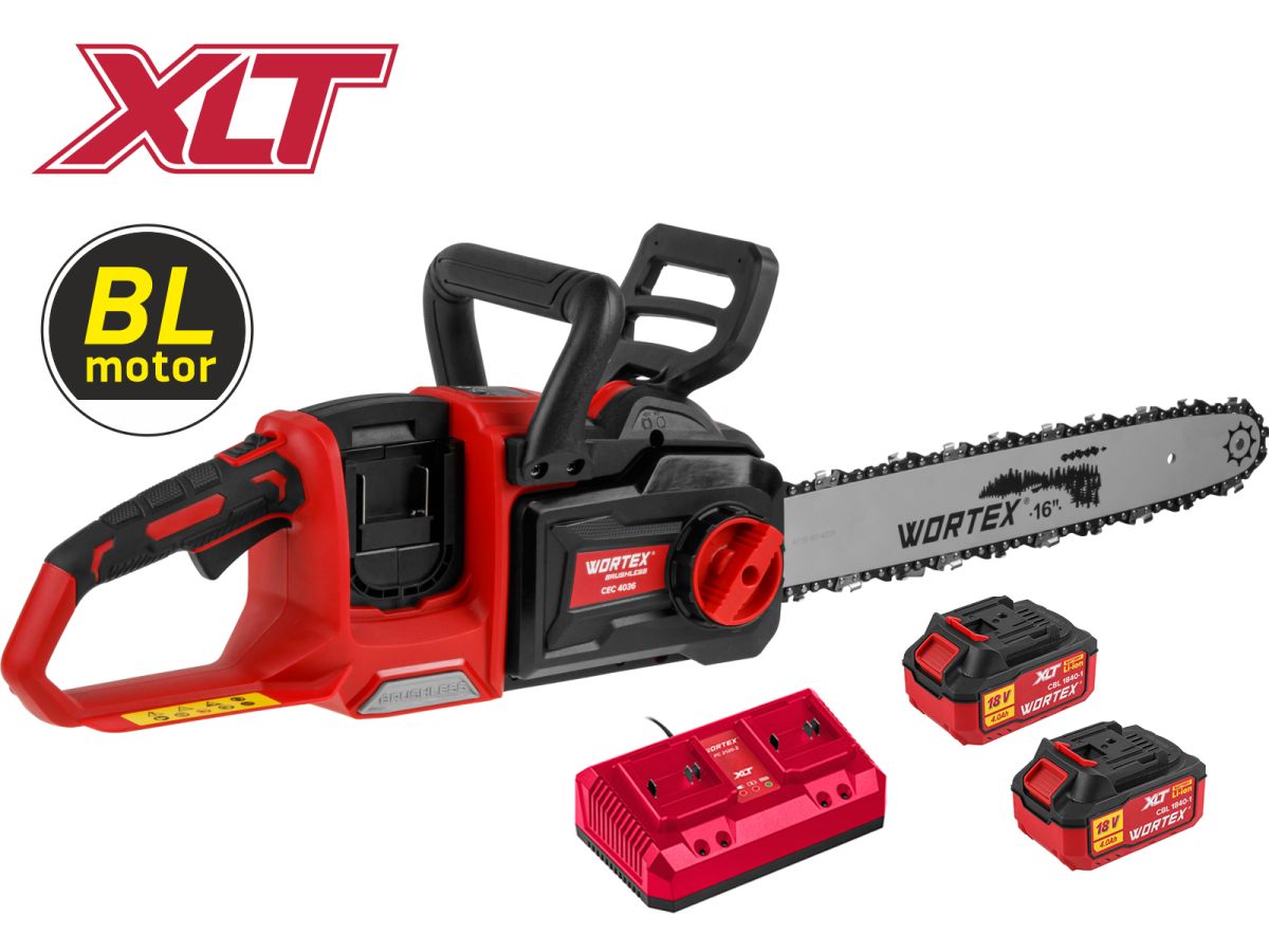 Цепная аккумуляторная пила WORTEX CEC 4036 (2 АКБ 4Ач + ЗУ)