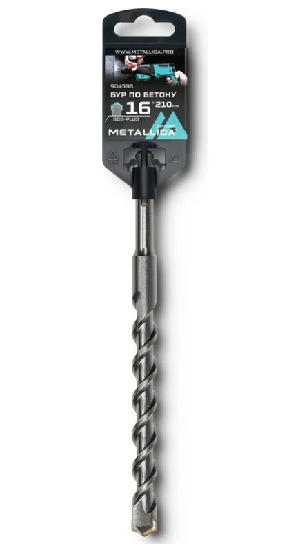 Бур по бетону SDS-plus METALLICA Optima 16х210/150 мм, напайка с центром, 2 спирали