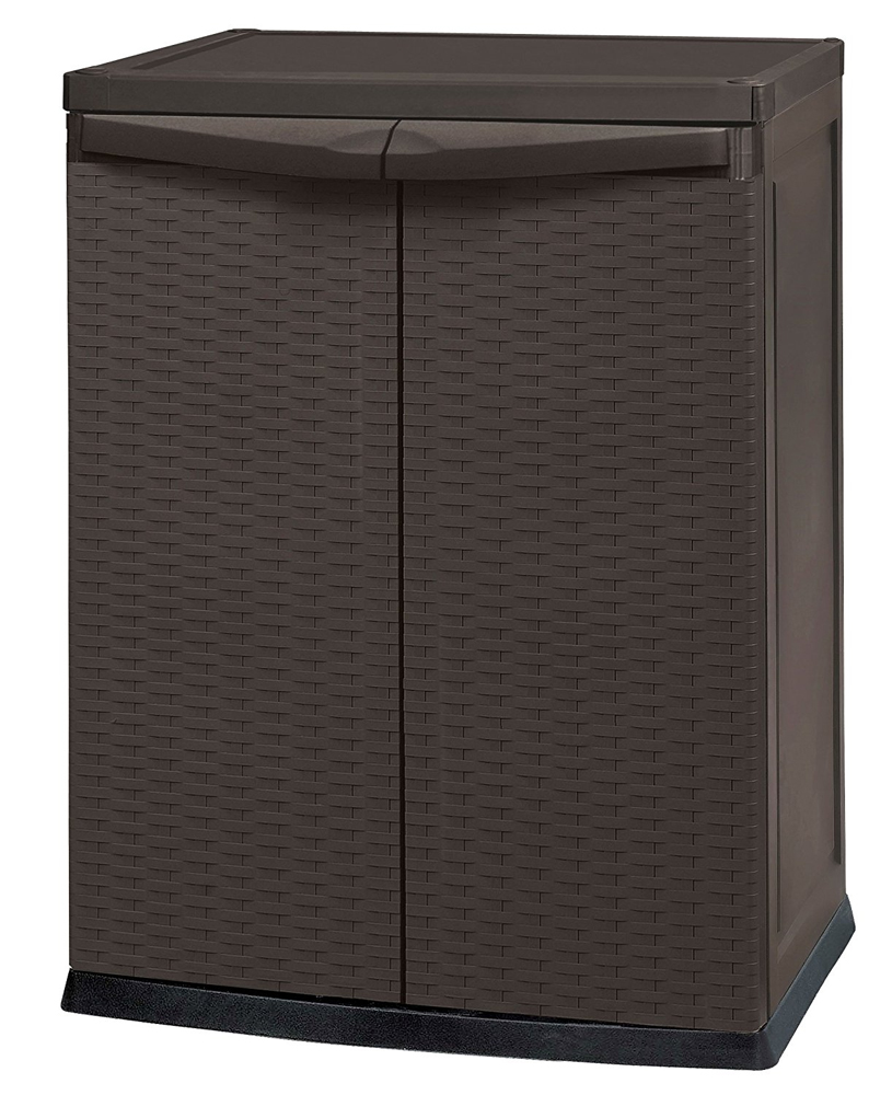 Шкаф уличный Keter Compact Garden Rattan низкий (коричневый)