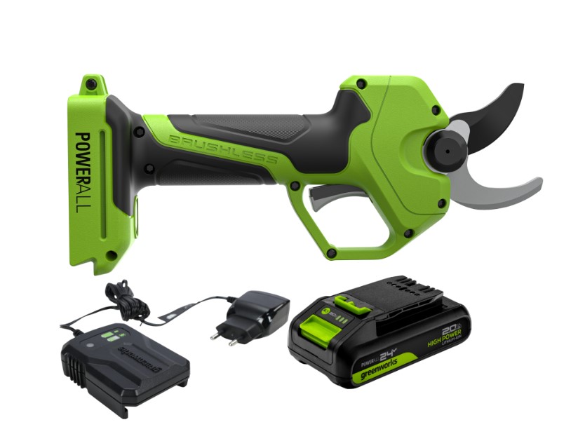 Секатор аккумуляторный Greenworks PR24320 24V (АКБ 4Ач + ЗУ)