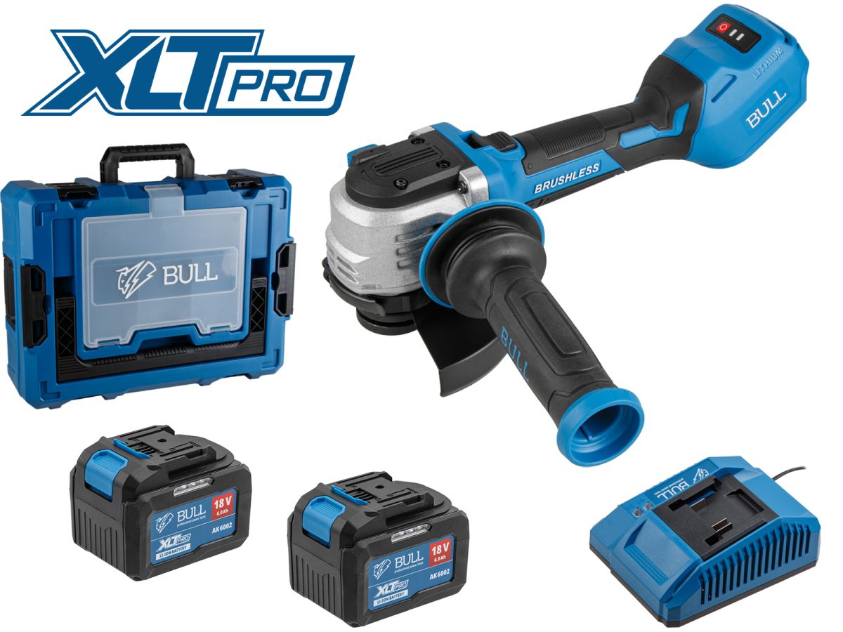 Аккум. углошлифмашина BULL CSG 1812-1 SR Xcase XLTpro (2 АКБ 6Ач + ЗУ)