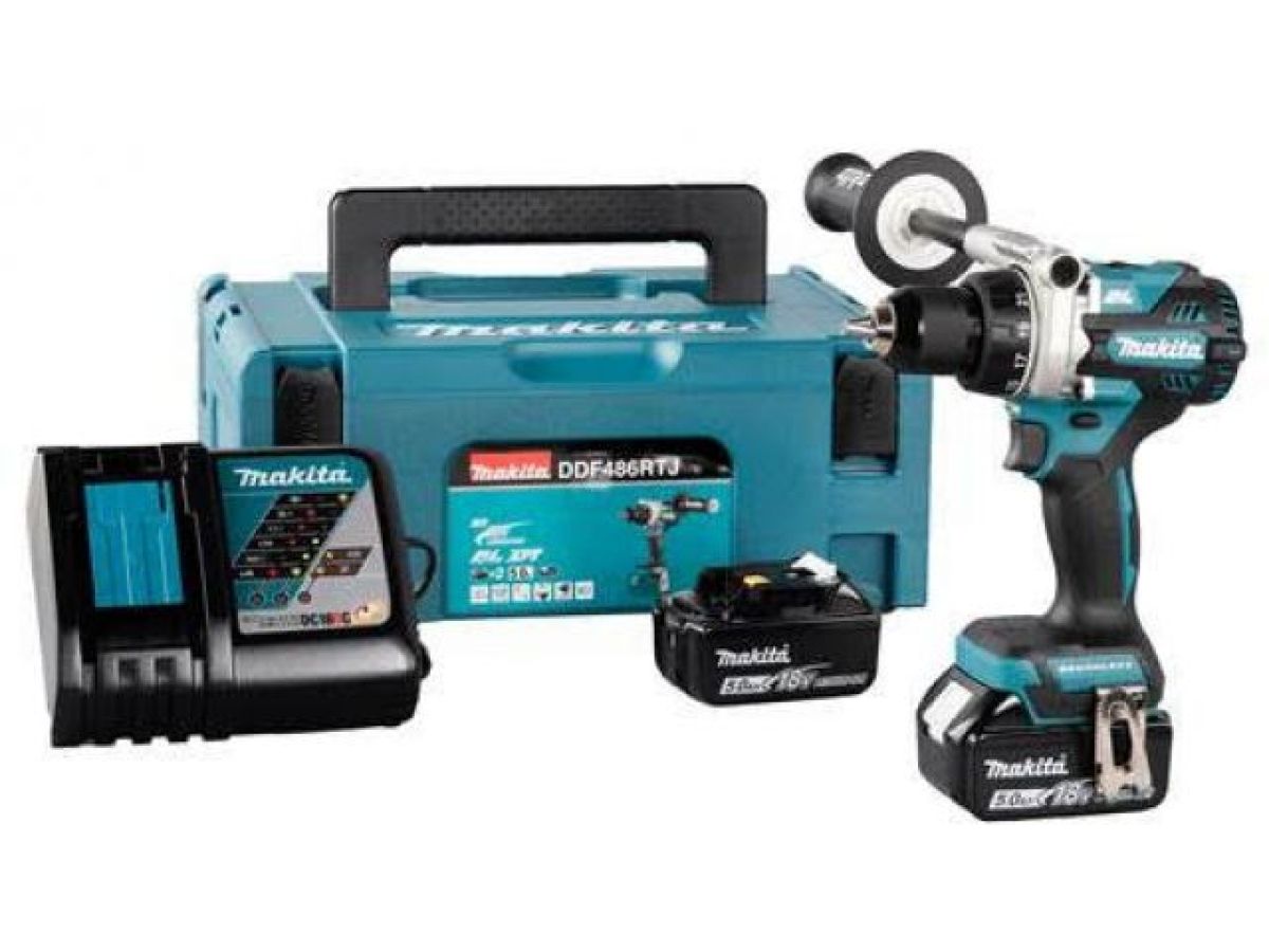 Аккумуляторная дрель-шуруповерт MAKITA LXT DDF 486 RTJ в чемодане