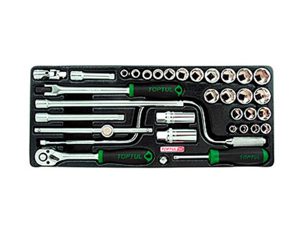 Набор-сет головок 3/8" 34предм. 6гран. 434х176мм TOPTUL (GCAT3403)