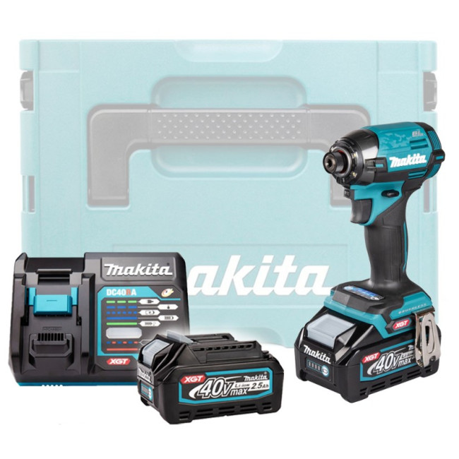 Аккумуляторный ударный шуруповерт MAKITA XGT TD002GD201 MAKPAC2 (2 АКБ 2,5Ач + ЗУ)