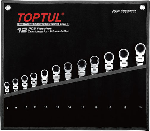 Набор ключей комбинированных с поворотной трещоткой 8-19 мм 12 пр. TOPTUL (GPAQ1204)