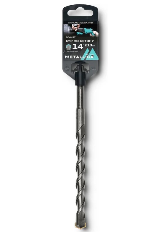 Бур по бетону SDS-plus METALLICA Optima 14х210/150 мм, напайка с центром, 2 спирали