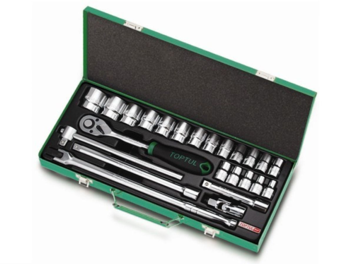 Набор головок 1/2" 8-32мм 24предмета 6гран. металлический кейс TOPTUL (GCAD2403)