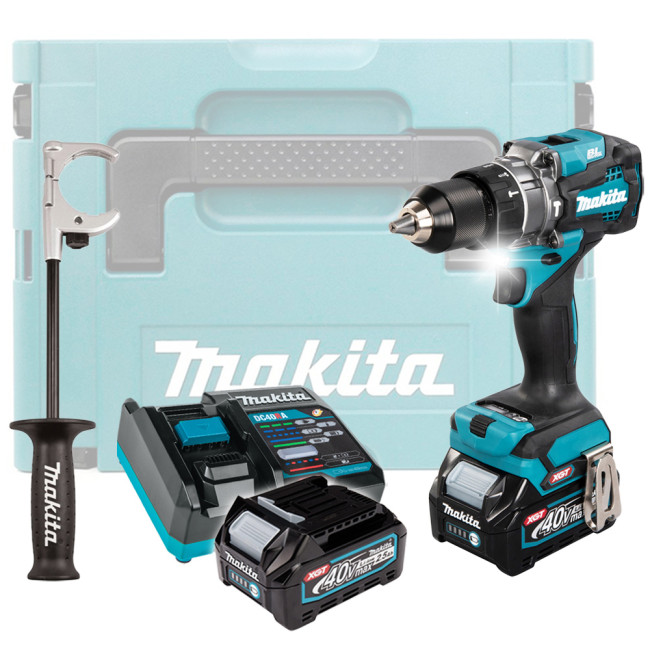 Аккумуляторная ударная дрель-шуруповерт MAKITA XGT HP 001 GD 201 в кейсе (2 АКБ 2,5Ач + ЗУ)