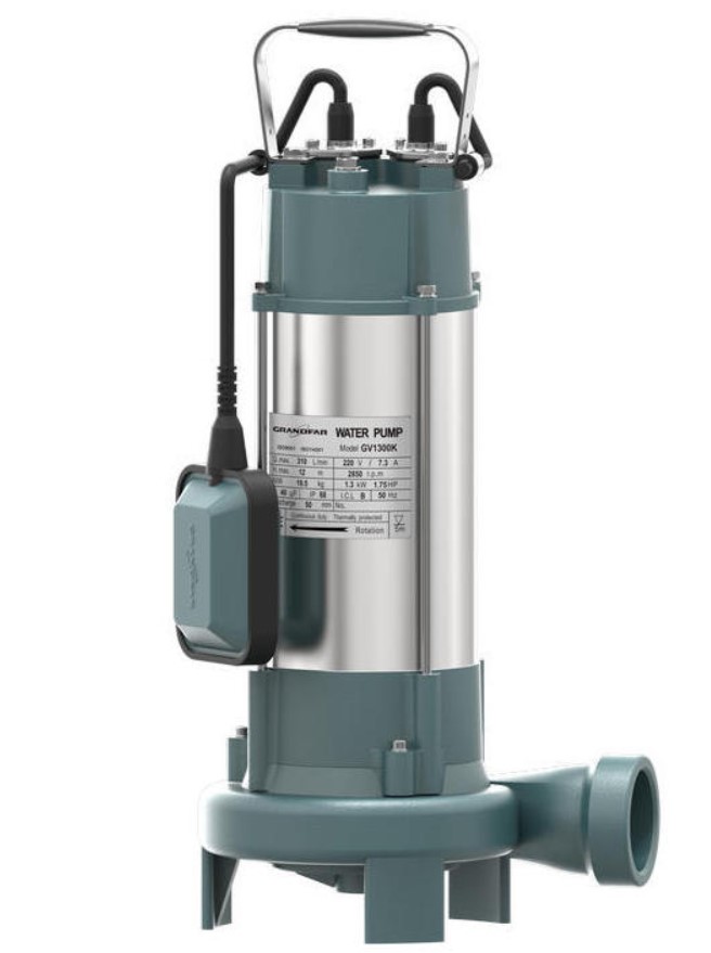 Вихревой дренажно-фекальный насос с измельчителем GRANDFAR GV1300K