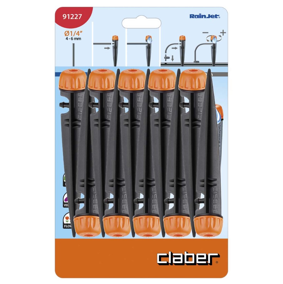 Капельница на спице Claber 1/4" 0-40л/ч (1 отв.), 10 шт.