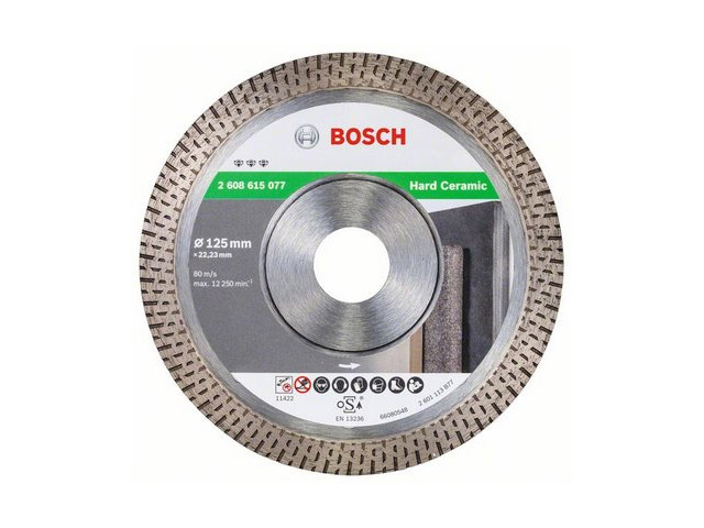 Алмазный круг 125х22 мм по керамике сплошн. BEST FOR HARD CERAMIC BOSCH (сухая резка)