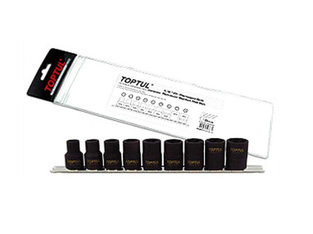 Набор головок 1/2" 10-19мм для сорванных граней 9предм. на подвесе TOPTUL (GAAG0903)