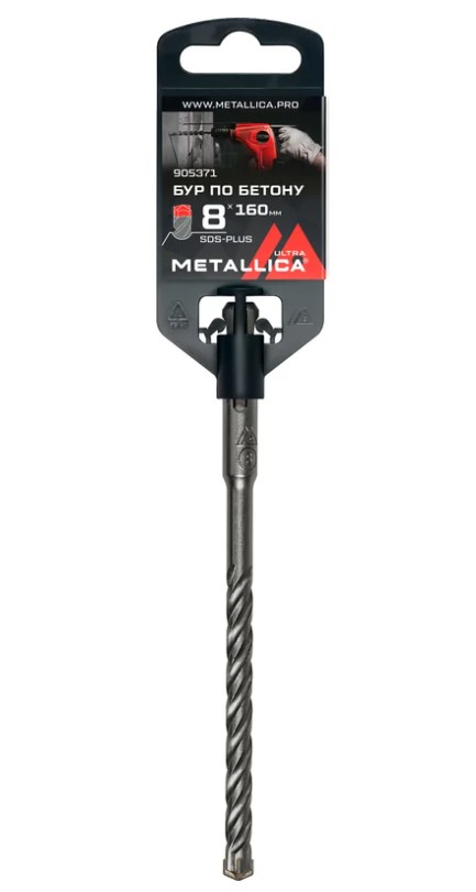 Бур по бетону SDS-plus METALLICA Ultra 8х160/100 мм, Х-напайка, 4 спирали