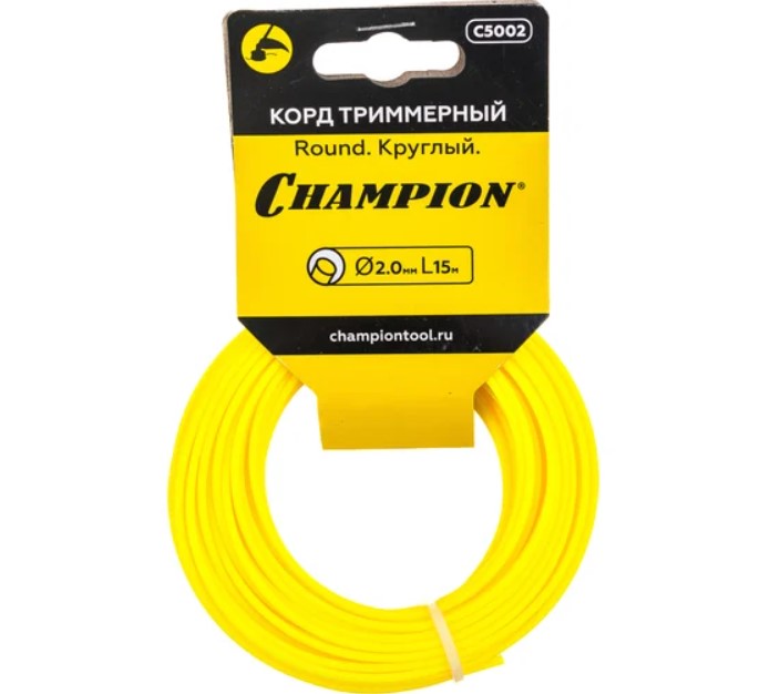 Корд триммерный CHAMPION Round 2,0 мм, 15 м (круглый) Корд триммерный CHAMPION Round 2,0 мм, 15 м (круглый)