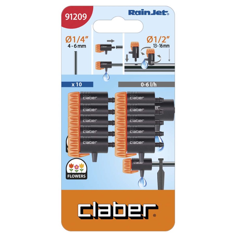 Капельница концевая Claber 0-6л/ч, 10 шт.