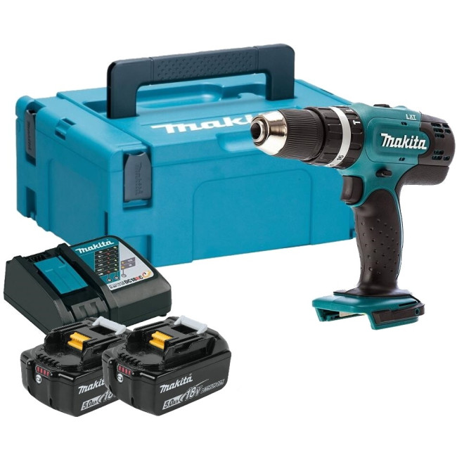 Аккум. ударная дрель-шуруповерт MAKITA LXT DHP 453 RTJ MAKPAC (2 АКБ 5Ач + ЗУ)