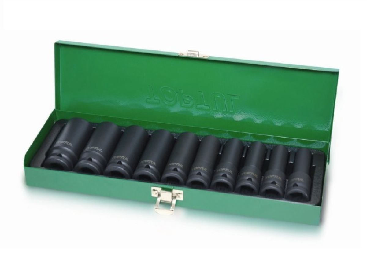 Набор головок ударных 1/2" 10-24мм 6гр. 10шт. глубокие TOPTUL (GDAD1002)