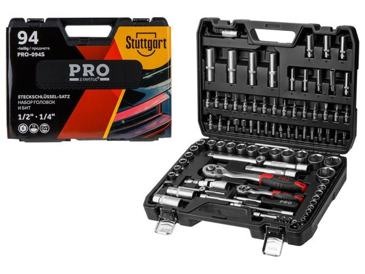 Набор головок и бит 94пр. 1/4", 1/2" PRO STARTUL STUTTGART (PRO-094S)