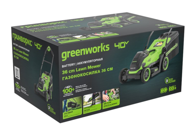 Аккумуляторная газонокосилка Greenworks GD40LM361K4 40V (АКБ+ЗУ)