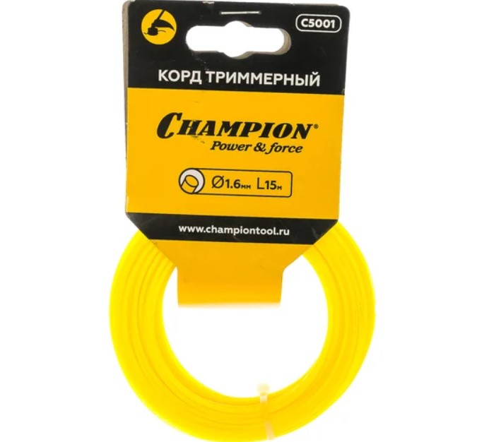 Корд триммерный CHAMPION Round 1,6 мм, 15 м (круглый) Корд триммерный CHAMPION Round 1,6 мм, 15 м (круглый)