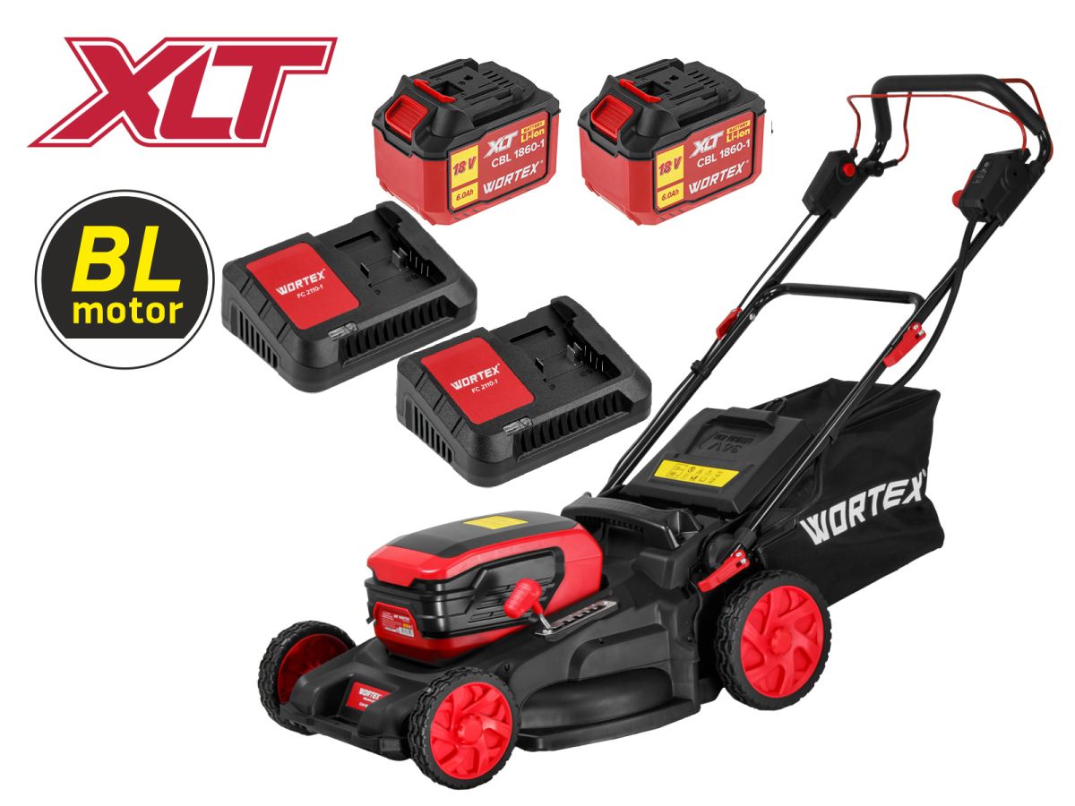 Газонокосилка аккумуляторная WORTEX CLM 4536-4 XLT SET (2 АКБ 6Ач + 2 ЗУ)