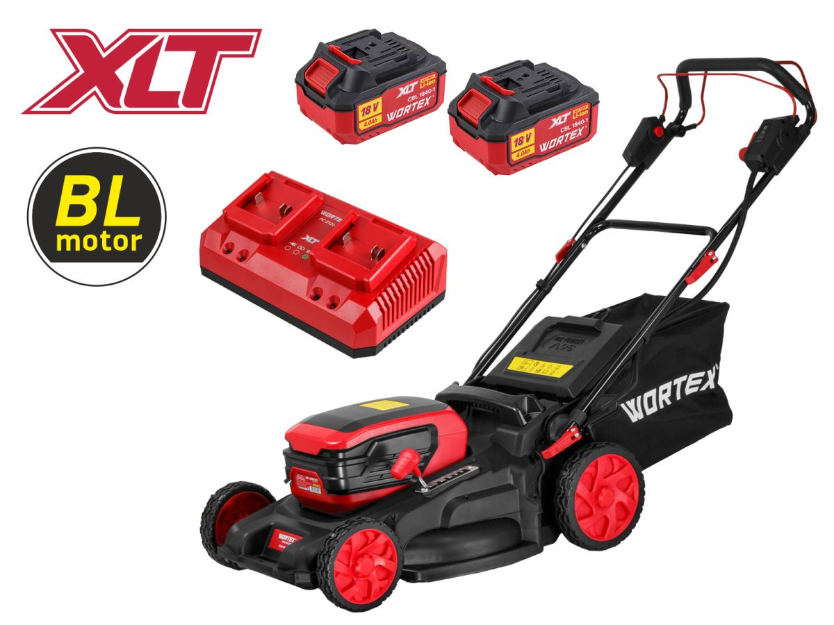 Газонокосилка аккумуляторная WORTEX CLM 4536-4 XLT SET (2 АКБ 4Ач + ЗУ)