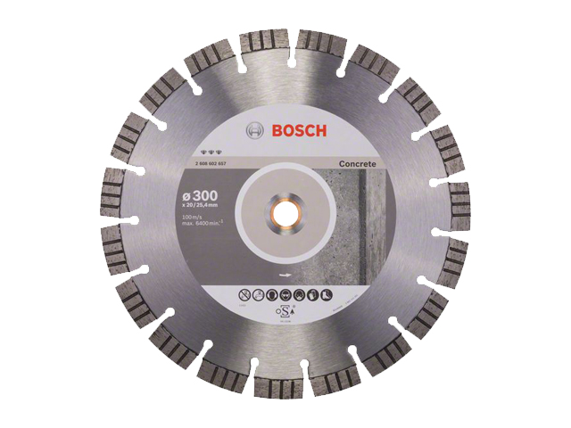 Алмазный круг 300х20 мм по бетону сегмент. BEST FOR CONCRETE BOSCH (сухая/мокрая резка)