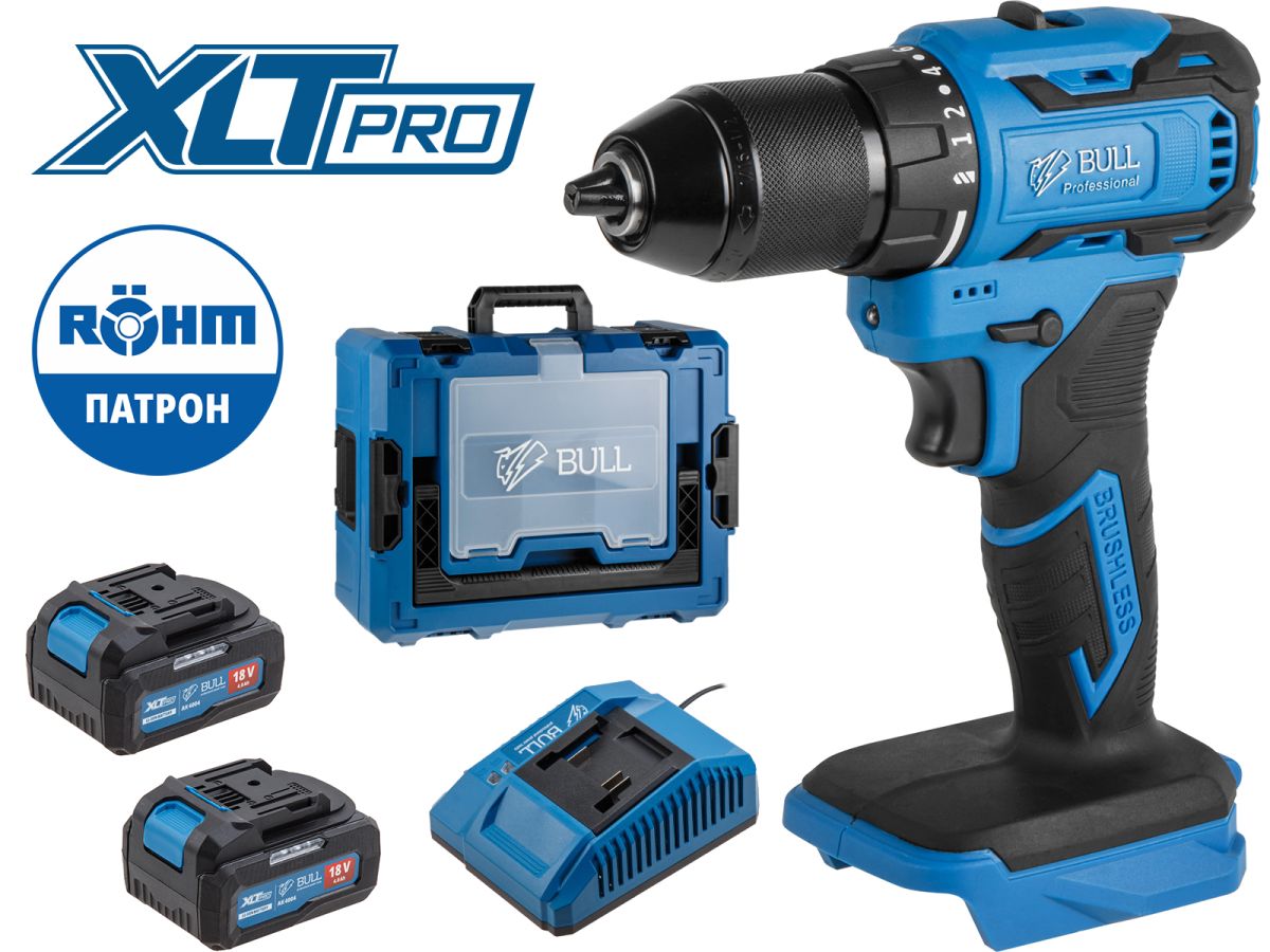 Аккум. дрель-шуруповерт BULL SR 1804 R-series Xcase XLTpro (2 АКБ 4Ач + ЗУ)
