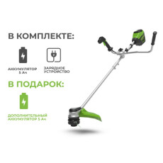 Аккумуляторный триммер Greenworks GD60BCB (2 АКБ 5Ач + ЗУ)