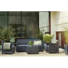 Комплект мебели (3х-местный диван, 2 кресла, столик-сундук) "Emma store 3 seater", графит
