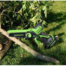 Мини-пила цепная аккумуляторная Greenworks GD24CSMNXK4 (АКБ 4Ач + ЗУ)