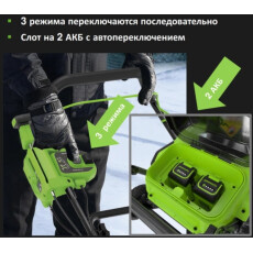 Снегоуборщик аккумуляторный Greenworks GD40STX2K4 (АКБ 4Ач + ЗУ)