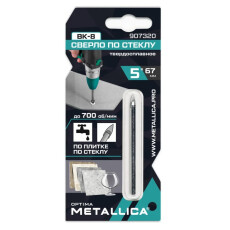 Сверло по стеклу тв. спл. METALLICA Optima 5х67 мм, 2-кромки, круглый хвостовик