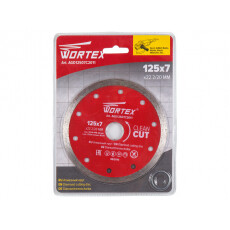 Алмазный круг 125х22 мм по керамике сплошн. WORTEX (мокрая резка)