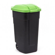 Контейнер для мусора на колесах REFUSE BIN 110 л, черный/зеленый