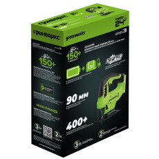 Лобзик аккумуляторный Greenworks GD24JS90 24В (АКБ 2Ач + ЗУ)