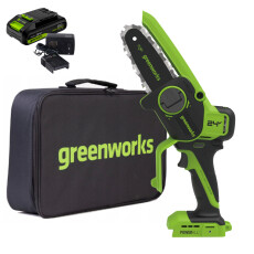 Мини-пила цепная аккумуляторная Greenworks CS2410AK2 24V (АКБ 2 А/ч + ЗУ)