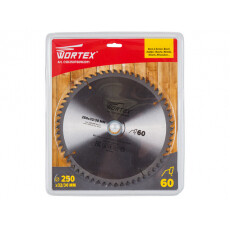 Диск пильный 250х32/30 мм 60 зуб. по дереву WORTEX (твердоспл. зуб)