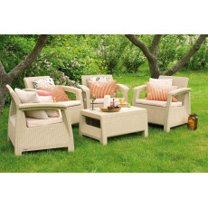 Комплект мебели KETER Corfu quattro set, песочный