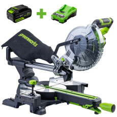 Аккумуляторная торцовочная пила Greenworks GD24MS216K5 24V (АКБ 5Ач + ЗУ)