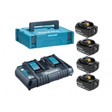 Набор аккумуляторов Makita BL1830B (4 шт.) + зарядное устройство DC18RD в кейсе