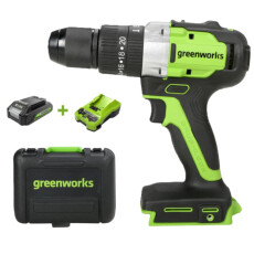 Аккумуляторная дрель-шуруповерт Greenworks GD24DD60K2 24В (в комплекте АКБ+ЗУ)