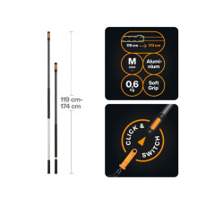 Черенок алюминиевый телескопический FISKARS OneClick М 119-174см