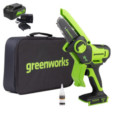 Мини-пила цепная аккумуляторная Greenworks G24MCS10K4 24В